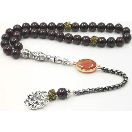 Natural garnet Tasbih with red agates stone bracelets accessories Tarbons tassel Islam misbaha New gift for everyone