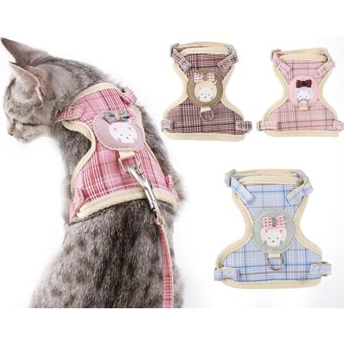 Pet Nylon Mesh Harness Leash Collar Clothes Vest Cat Kitten Cord Traction Rope