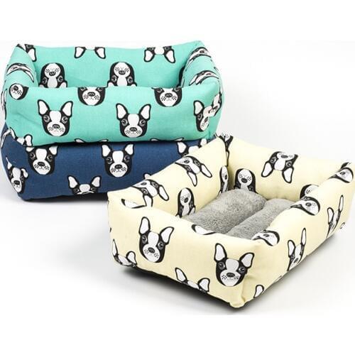 Manufacturers new canvas cartoon dog bed pet kennel cat litter pad summer pet mat pet supplies