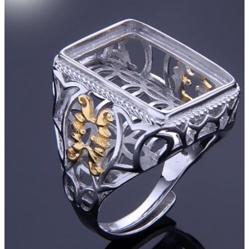 14*19mm 925 STERLING SILVER mens Semi Mount Bases Blanks base blank Pad VINTAGE ring ring Setting set jewelry gift diy A1291