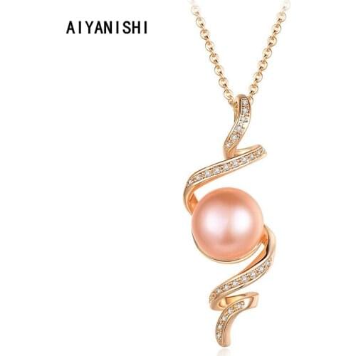 AIYANISHI 18K Gold Filled Natural Freshwater Pearl Necklaces Charm Twisted Necklaces Jewelry Freshwater Mom Gift Pearl Necklaces