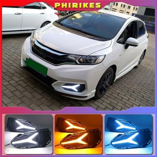 For Honda Jazz fit 2018-2020 LED DRL fog lamp with turn signal function car styling LED Daytime Running Lights