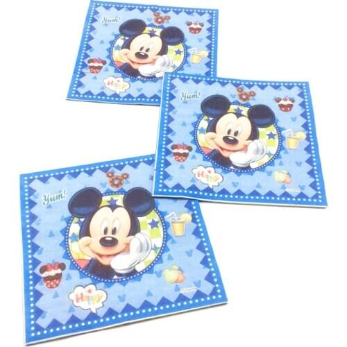 10pcs/lot Disney Mickey Mouse Theme Napkin Class Activity Tissue Decorations Napkins Boy Birthday Party Supplies Paper Napkin