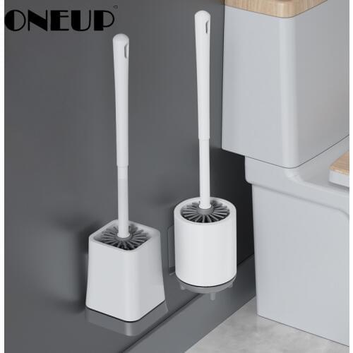 ONEUP TPR Toilet Brush With Holder Set Silicone Bathroom Cleaning Brush For Toilet WC Bathroom Accessories Set Household Handle