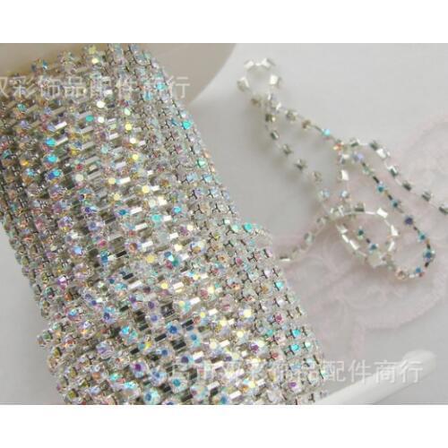 Ss16 sparse rhinestone cup chain,clear shinning AB rhinestones silver metal base,10 yards/roll/lot,15006C