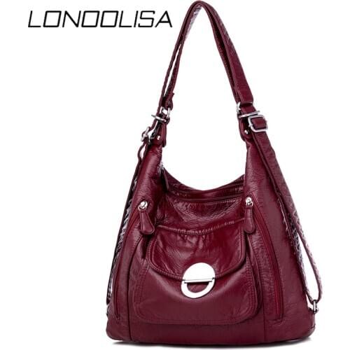 Casual Soft Leather Luxury Handbags Women Bags Designer Multifunction Shoulder Bags for Women Large Capacity Travel Back Pack