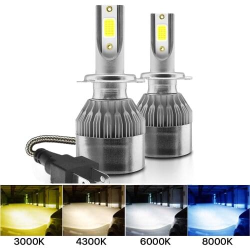2pcs Bulb Auto Car H8 H11 H7 H4 H1 LED Headlights 6000K Cool white 8000K 3000K 8000LM COB Bulbs Diodes Automobiles Parts Lamp