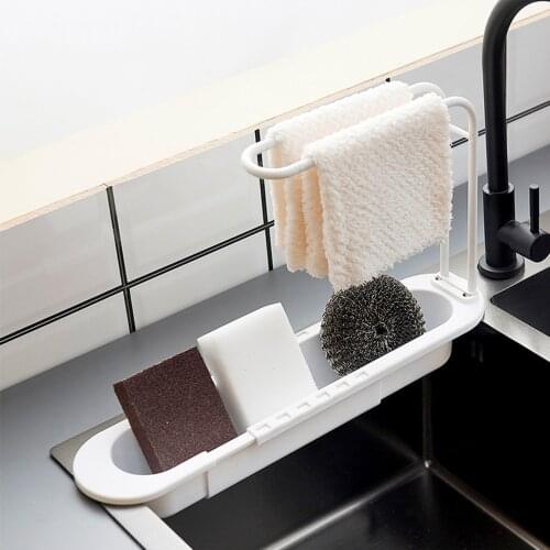 Telescopic Sink Organizer Plastic Drainer Sink Tray Kitchen Accessories Expandable Sponge Holder For Kitchen