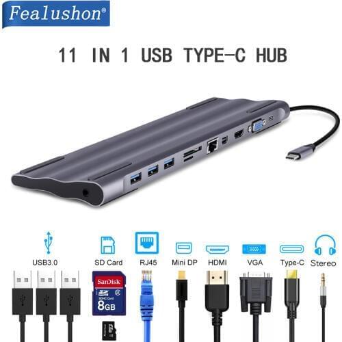 USB C Laptop Docking Station USB 3.0 VGA RJ45 PD USB Hub HDMI-compatible for Laptop Macbook Pro HP DELL Surface Lenovo Samsung