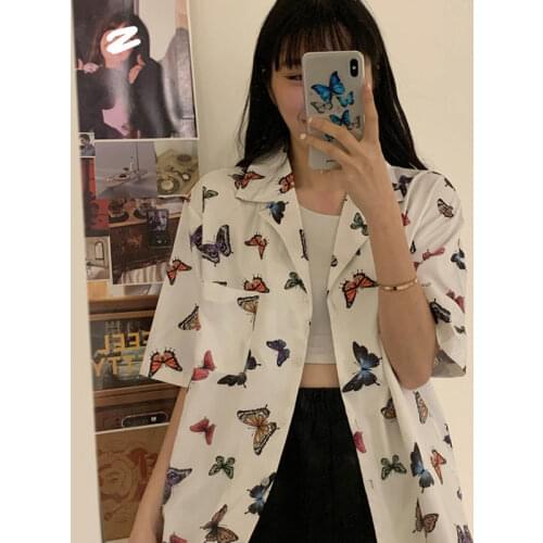 Vitage Short Sleeve Loose Women Shirt Y2K Printing Womens Shirts Summer Ins Graphic T Shirts Regular T Shirt for Women