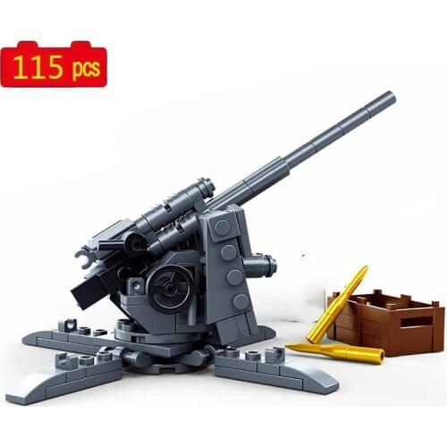 Military series WWII 88MM anti-tank gun Weapon accessories DIY Model Building Blocks Bricks Toys Gifts