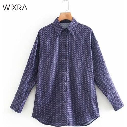 Wixra Shirts And Blouses Long Sleeve 2021 Spring New Fashion Ladies Floral Print Chic Style Tops For Women