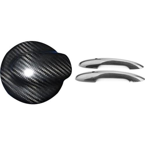 Carbon Fiber Protect Door Handle Cover Accessories with Gas Tank Fuel Tank Cap Cover Accessories