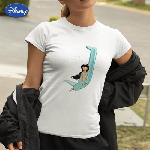 Jasmine Disney Princess Pocahontas Oversized T-Shirt Custom Name Letter Combination 90s Womens Clothes y2k Fashion Hipster Tee
