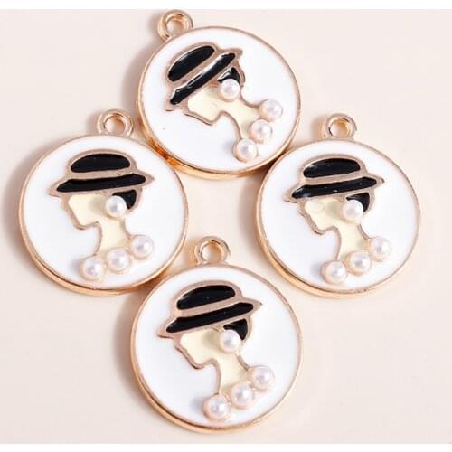 10pcs 17*19mm Modern Women Charms Pendants Necklaces Earrings Making Accessories Pearl Beaty Lady Charms Jewelry Findings Craft