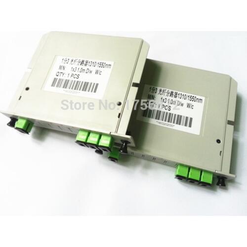2 Pieces/lot 1x3 LGX Box Cassette Card Inserting SC/APC FBT SingleMode Couplers Module 1:3 3 Ports Fiber Optical FBT Splitter