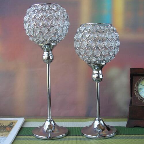 35cm/30cm Crystal Stand Candle Holders Metal Candlestick Candelabra Tea Light Candle Lantern for Wedding Home Party Decoration