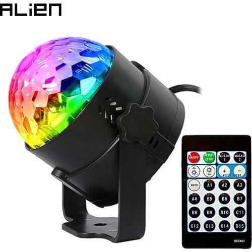ALIEN 4W 15 Colors Sound Activated Crystal Magic Ball RGB LED Stage Lighting Effect Party DJ Disco Lamp With Remote Controller