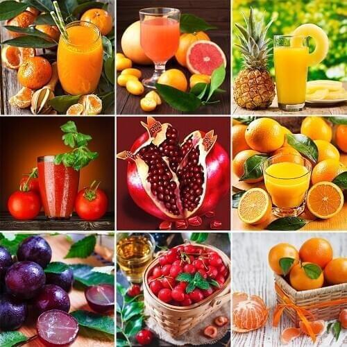 QIZITENG Diamond Painting New Product Fruit Orange Diy Full Square Rhinestone Mosaic Strawberry Embroidery Lemon Home Decoration