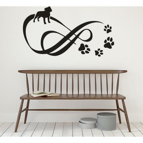 Infinity With Pet Paw Dots Wall Decals Dogs Paws Vinyl Stickers Pets Salon Decor Removable Pets Footmark Wall Mural AZ644