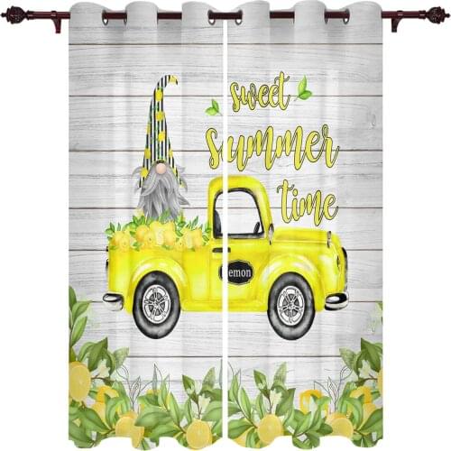 Farmhouse Gnome Stripes Lemon Car Window Curtains Home Decor Living Room Curtains Bedroom Curtains Kitchen Door Drapes