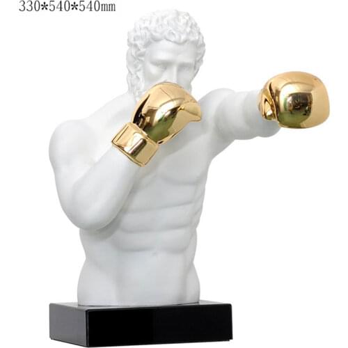 European Retro Boxing Boxer Sculpture Artwork Boxer Character Statue Resin Crafts TV Cabinet Decoration Home Decoration