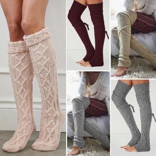 HIRIGIN Pop Women Winter Long Boot stockings Knit Crochet High Knee Leg Warmers Casual Tight