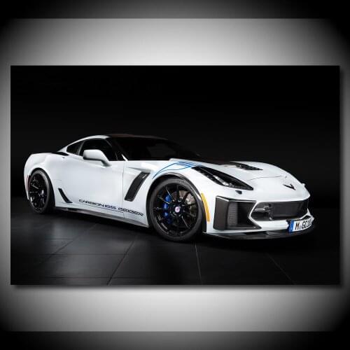 Chevrolets Corvette Carbon 65 Edition White Car Picture Silk Wall Art Painting Canvas Posters and Prints For Living Room Decor