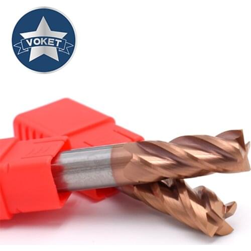 VOKET 55degree solid tungsten carbide 4 Flutes end mill cutter square end mills HRC55 1MM 1.5MM 2MM 2.5MM 3MM 4MM 5MM 6MM 8MM