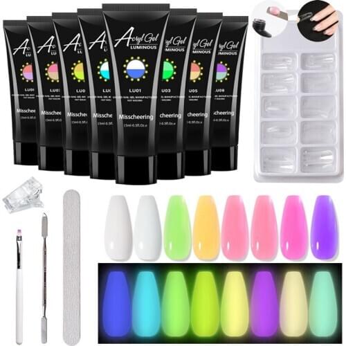 Manicure Set Nail DIY Luminous UV Kit Builder Gel False Nail Tips Brush Soak Off Quick Building Finger Extension Nails