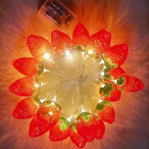 Cute Red Strawberry Grape Light String Childrens Room Decoration Lamp 10LED Lamps Lighting Shine Energy Saving INS Night Lights