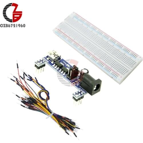 DIY KIT MB102 Prototype Breadboard Power Supply Mini USB DC 3.3V 5V + MB102 Breadboard 830 Point + 65Pcs Jumper Wire Cable