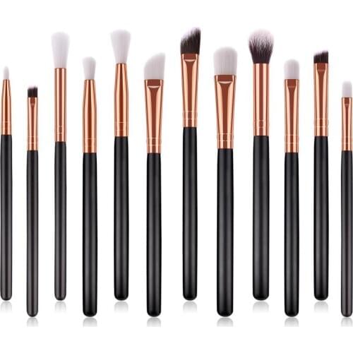Makeup Brushes Set 12Pcs Black Professional Eyebrow Eyeshadow Eyeliner Make Up Blending Cosmetic Kit Beauty Tools Synthetic Hair