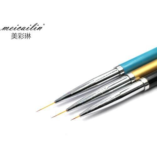 New 3Pcs/set Nail Art Dotting Brush Metal Handle Nail Pens For UV Gel Polish Painting Drawing Line Brush Manicure Nails Tools