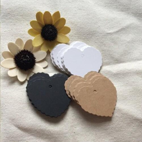 New 5.8*5.5cm Heart Shaped White Black Brown Kraft Paper Tags Gardening Labels DIY Wedding Note Blank Craft Gift Tag