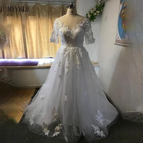 MYYBLE New African Ball Gown Wedding Dress 2021 Off the Shoulder Elegant Lace 3D Flowers Train Bridal Wedding Gown