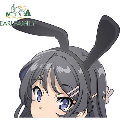 EARLFAMILY 13cm For Mai Sakurajima Peeker Waterproof Decal Anime RV Car Sticker Motorcycle Graffiti Sticker Custom Printing