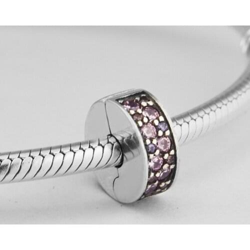 Fit Brand Bracelets DIY Beads for Jewelry Making Sterling-Silver-Jewelry Pink Shining Clips Charms Silver 925 Original Berloque