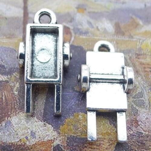 100pcs Cart Charms 12mm x 22mm DIY Jewelry Making Pendant antique silver color