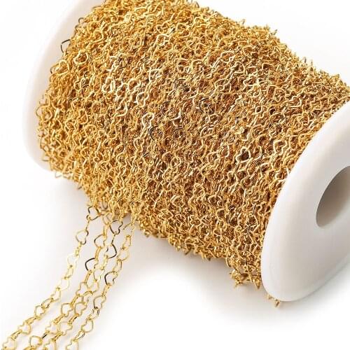 1 Meter Stainless Steel Gold Handmade Hollow Love Diy Chain Necklace Jewelry Making Findings DIY Supplies Wholesale Lots Bulk