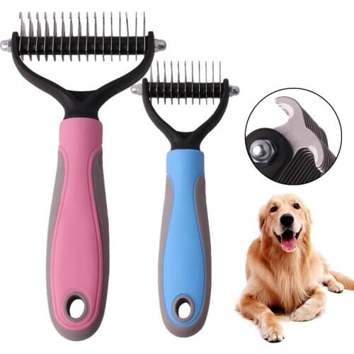 Pet Dog Comb 2 Sided Hair Shedding Comb for Dog Cat Grooming Tools for Pet Fur Remove Dog Cat Slicker Dematting Grooming Comb