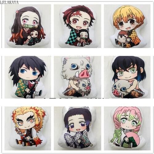 Demon Slayer: Kimetsu no Yaiba Kamado Tanjirou Nezuko Agatsuma Zenitsu Plush Toys Anime Printed Double-sided Pillow Cushion Doll