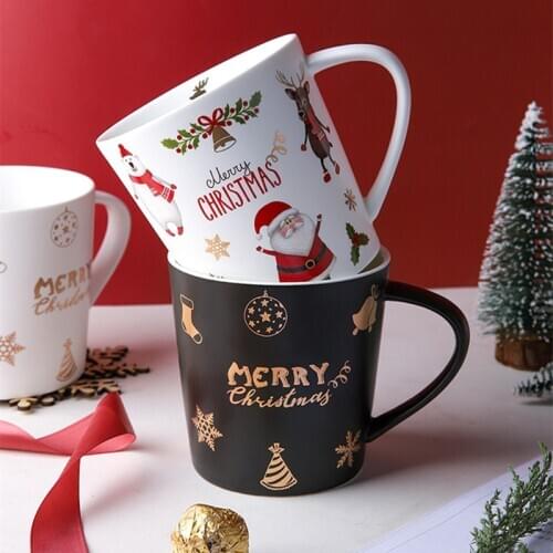2020 New Christmas Coffee Mugs 500ML Creative Christmas Mugs Ceramic Milk Tea Cup Drinking Water Bottle Santa New Year Gifts