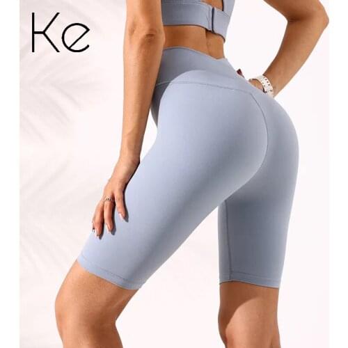 KE Yoga sports shorts womens tight riding pants nude high waist peach hips fitness five-point pants summer