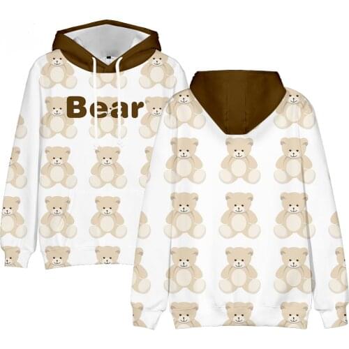 3D Printed Bear Hoodies Men Women Sweatshirts Autumn Harajuku Hip Hop Hooded Fashion Long Sleeve Boys Girls Pullovers