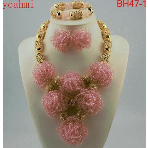 Amazing Orange African Beads Jewelry Set Nigerian Beads Necklace Dubai Jewelry Sets 2018 New Free Shipping BH47-1