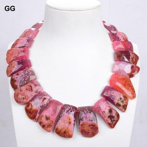 GuaiGuai Jewelry 19" 19x41mm-28x49mm Natural Red Agate Gems Stone Necklace