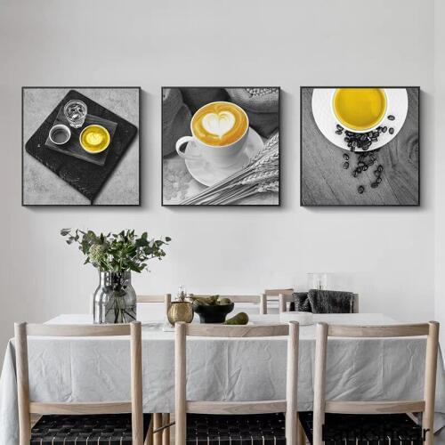 Yellow Coffee Cup Nordic Canvas Painting Print Wall Art Sweet Home Decor Modern Poster Living Room Picture Art Decor Painting