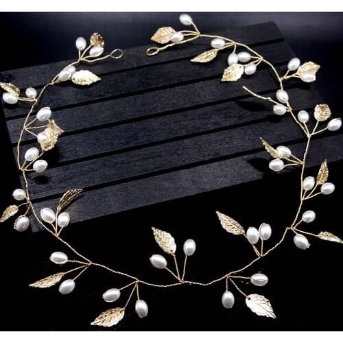 Girls Simple Gorgeous Leaves Head Ornament Women Simulation Pearl Summer Fashion Hairband Bridal Wedding Delicate Headband