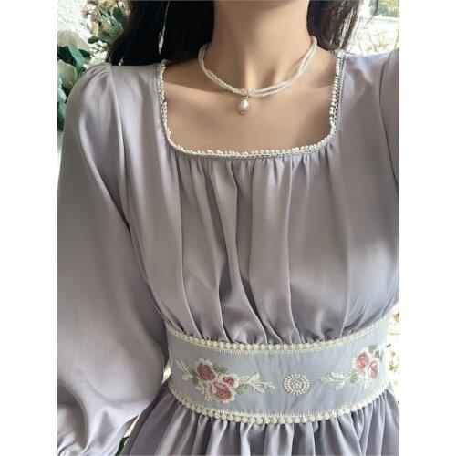 Herstory Women French Floral Patchwork Dress Female Purple High Stree Casual Korean Party Midi Dress Summer Elegant Sweet Dress
